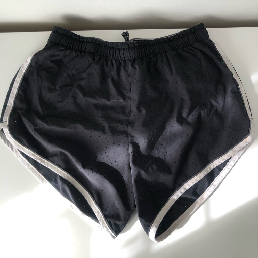Men's Athletic Running Shorts - Black with White Trim